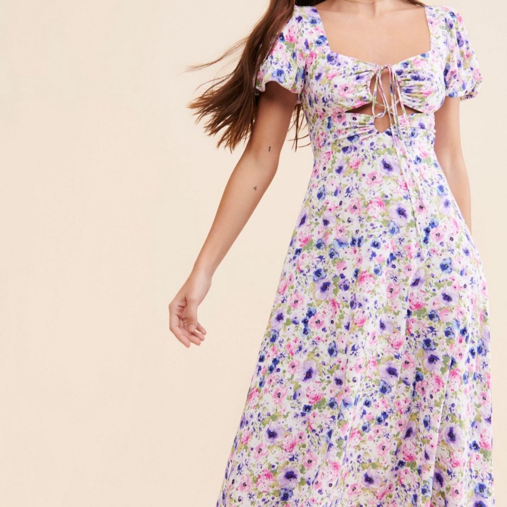 ASTR the Label floral midi tie-front dress